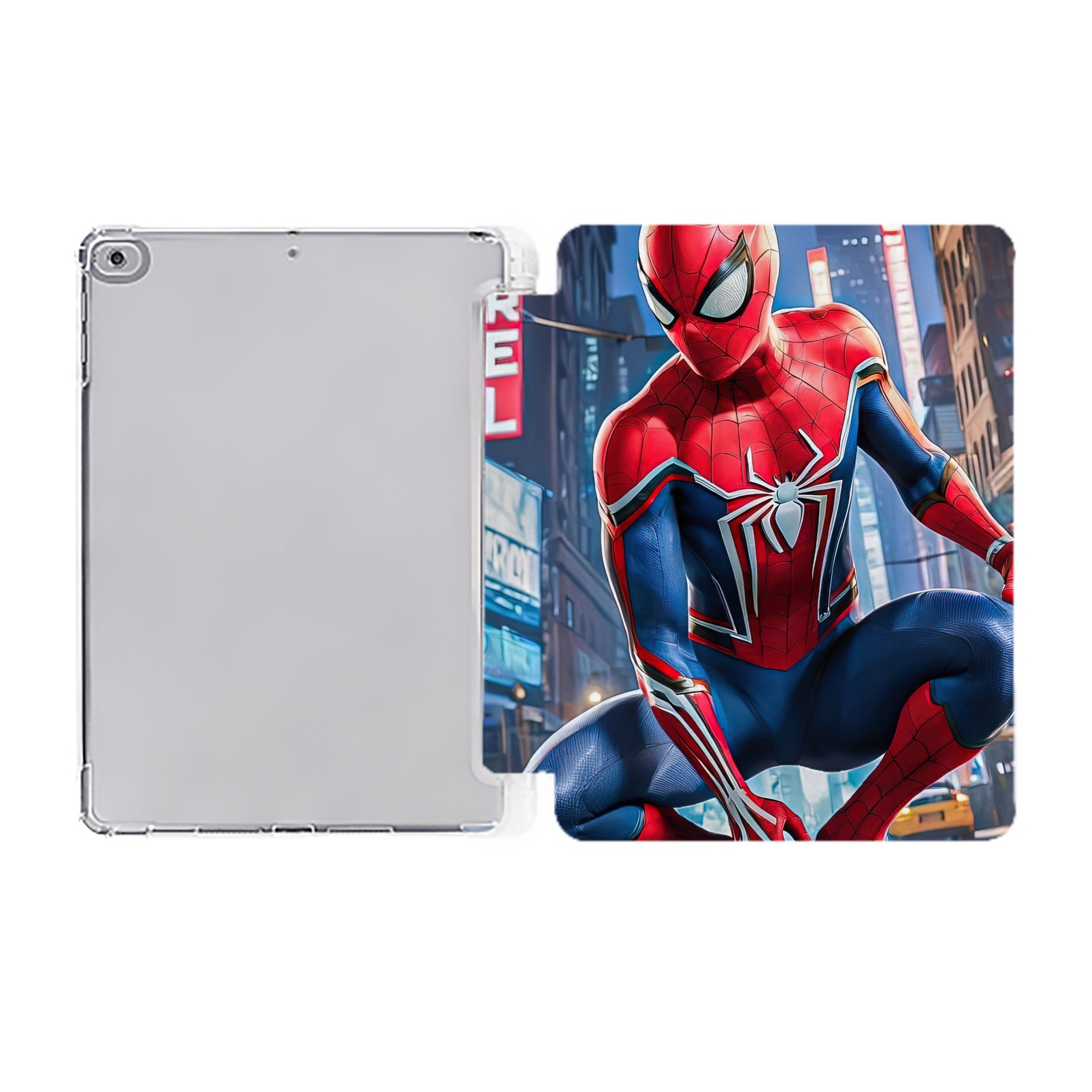（画像用） Spider Man スパイダーマン IPad ケース ペン収納付き 三つ折りスタンド PUレザー×シリコン 対応機種9.5/10.5/10.9インチ